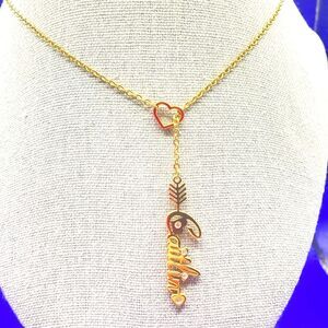 Gold Caitlin Name Lariat Chain Necklace